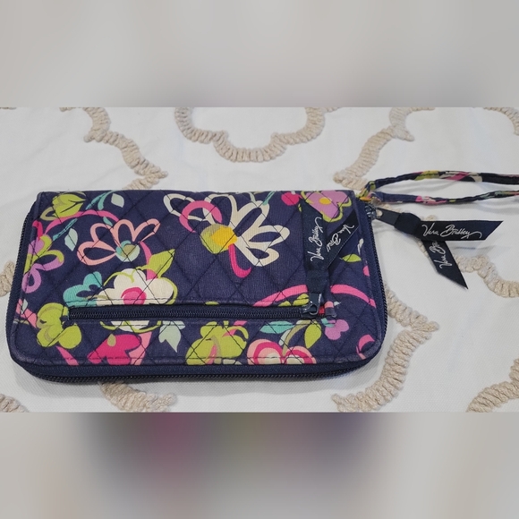 Vera Bradley Quilted Wristlet Wallet in the "Ribbons" Floral Butterfly Pattern - Picture 2 of 5